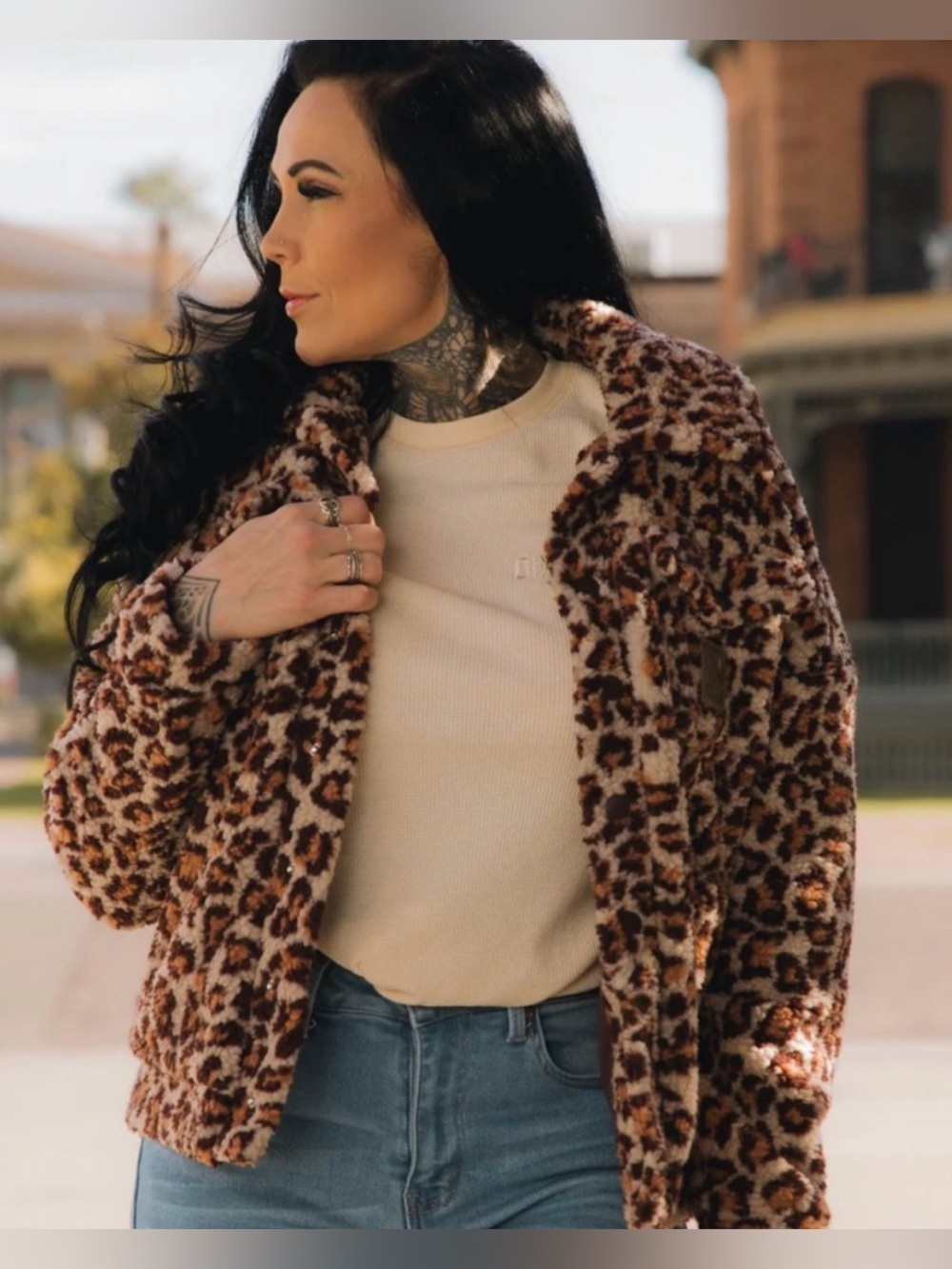 🖤DIXXON The Rick Leopard Print Sherpa Jacket🖤